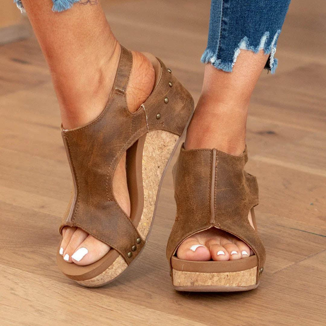 Vegan Wedge Sandals for Women with Cushioned Sole | Stylish Comfort for All-Day Wear