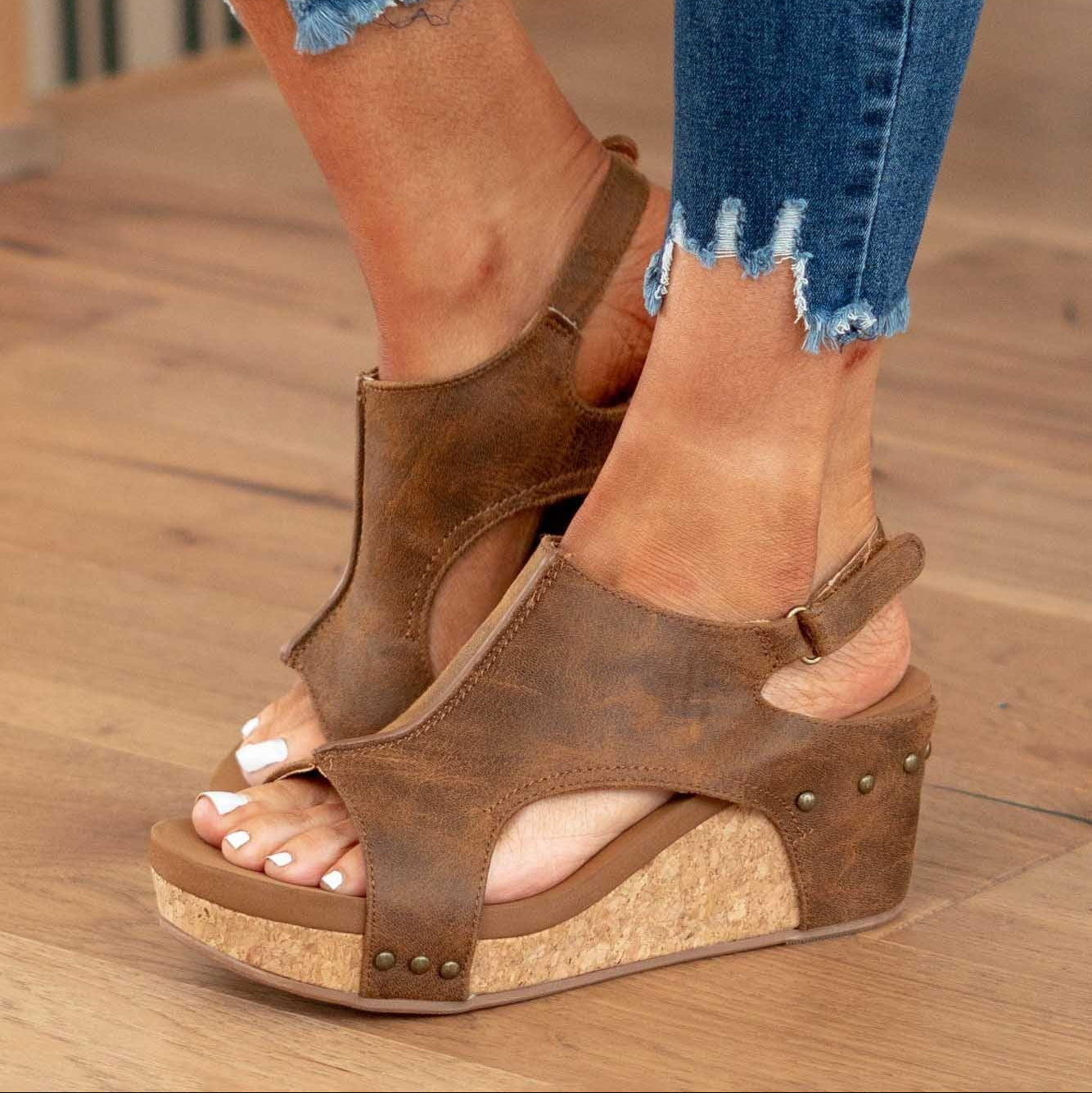 Vegan Wedge Sandals for Women with Cushioned Sole | Stylish Comfort for All-Day Wear