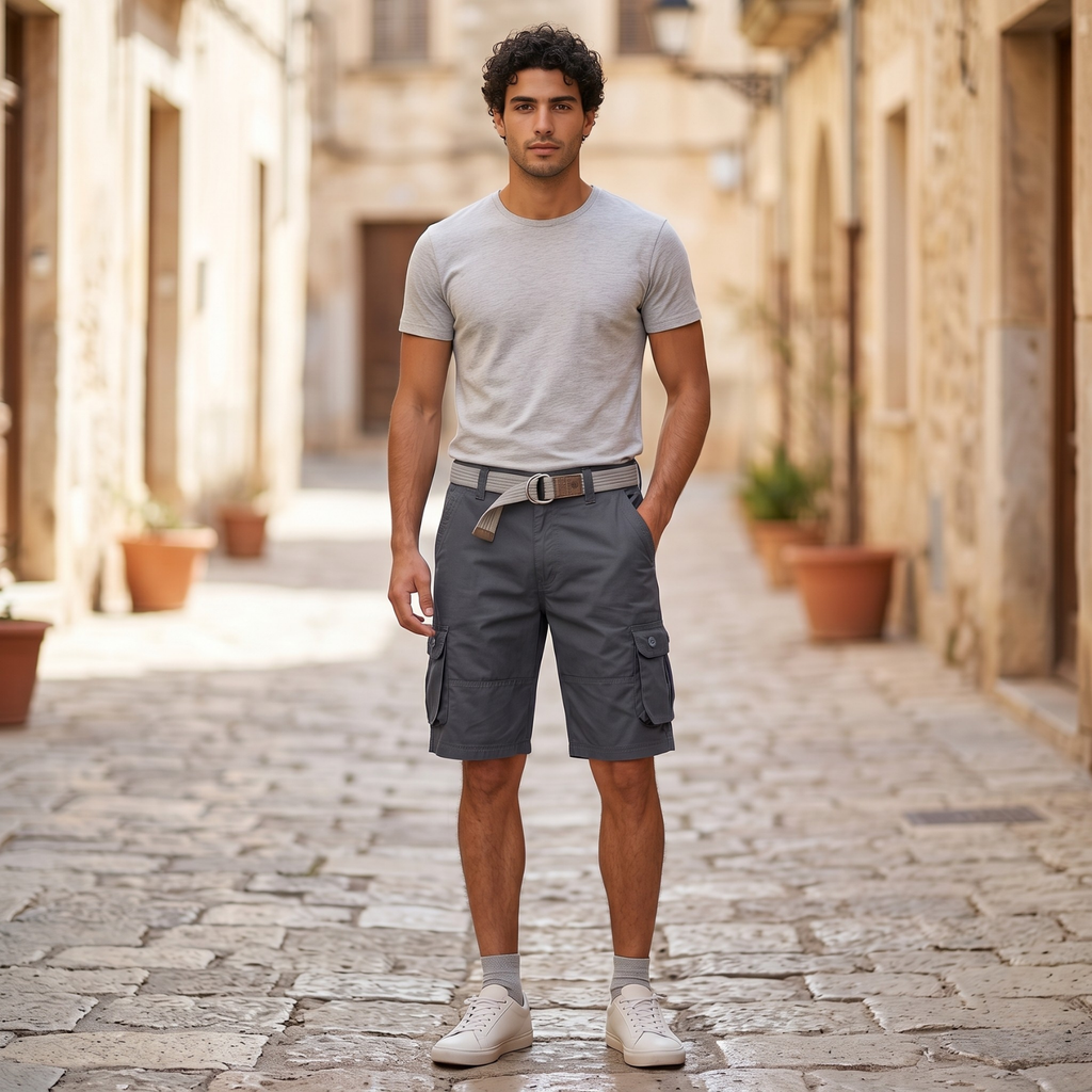 Versatile Men's Cargo Shorts with Multi-Pocket Design | 100% Cotton for Comfortable Outdoor Wear