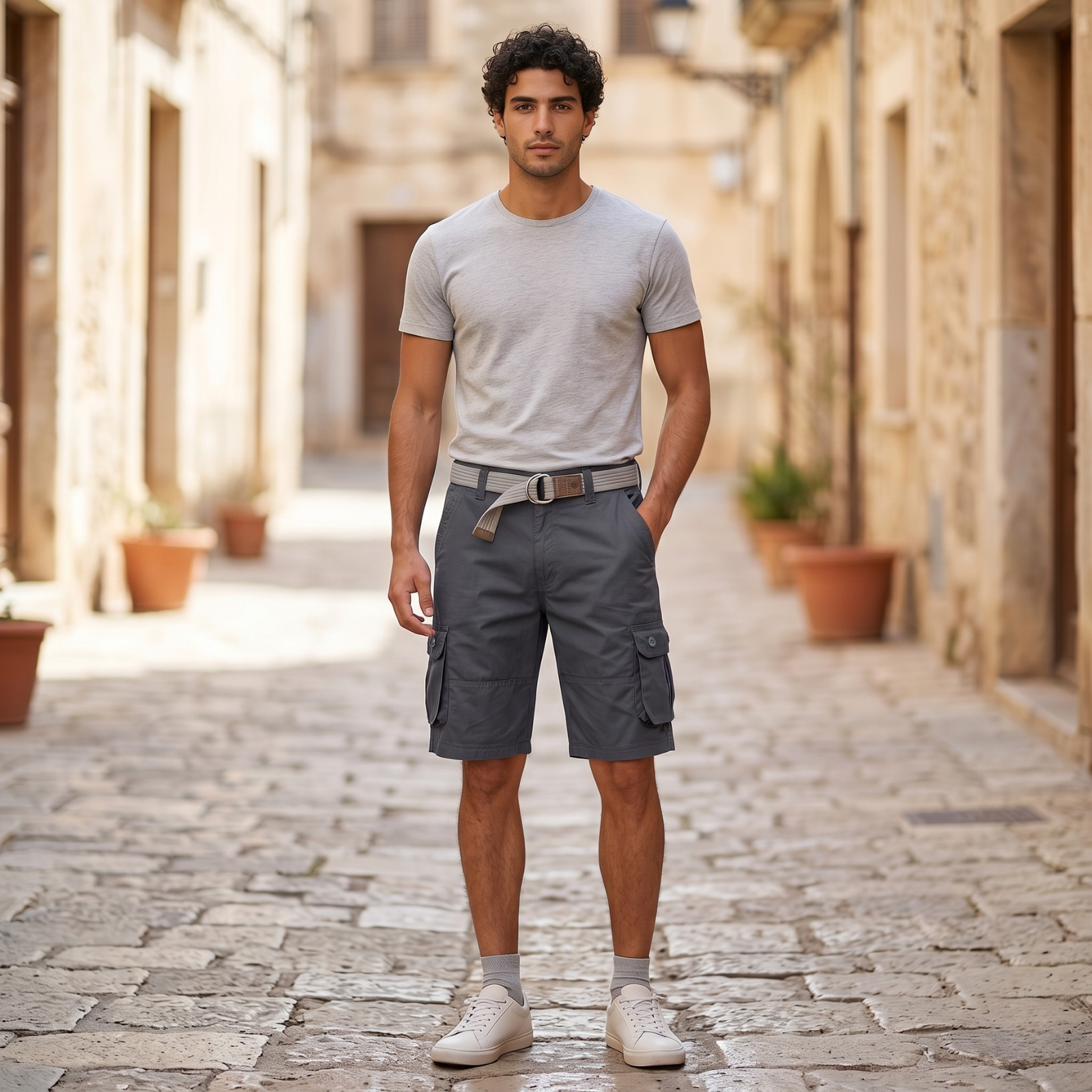 Versatile Men's Cargo Shorts with Multi-Pocket Design | 100% Cotton for Comfortable Outdoor Wear