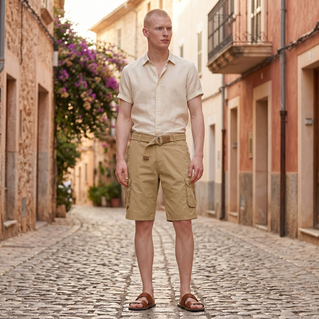 Versatile Men's Cargo Shorts with Multi-Pocket Design | 100% Cotton for Comfortable Outdoor Wear