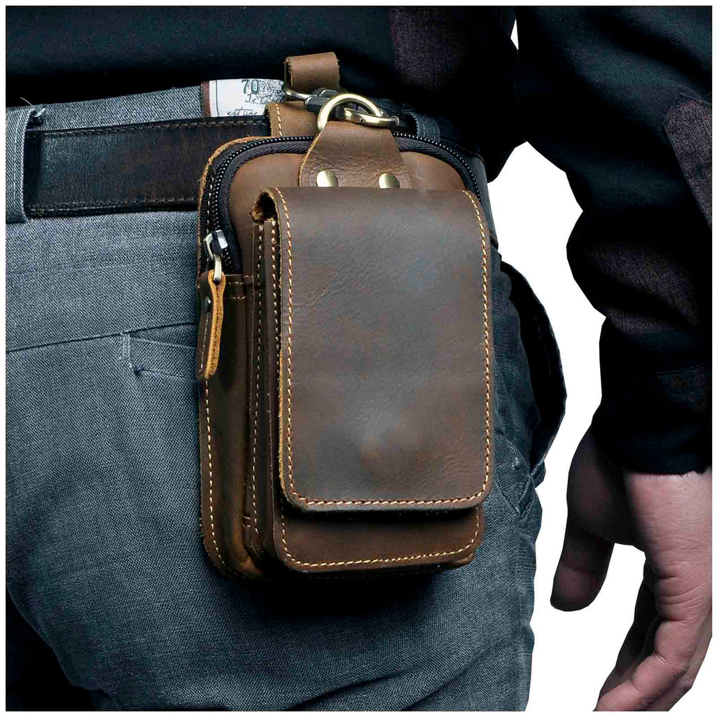 Vexton | Men's Waist Bag with Adjustable Strap - Durable Brown Design
