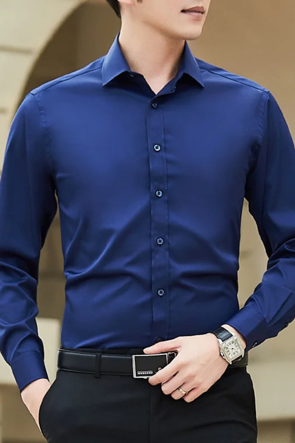 Victor | Men's Dress Shirt – Slim Fit Long Sleeve Casual Style